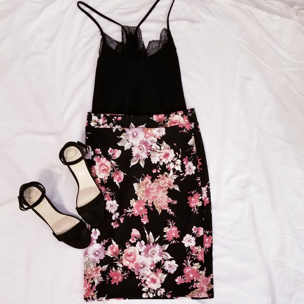 Floral pencil skirt